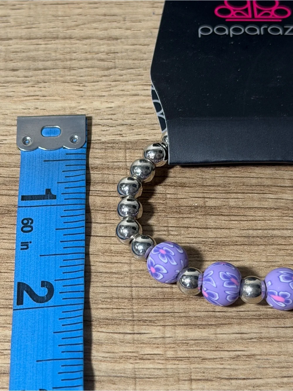 paparazzi Lavender Floral Bead Stretch Bracelet with Silver Accents